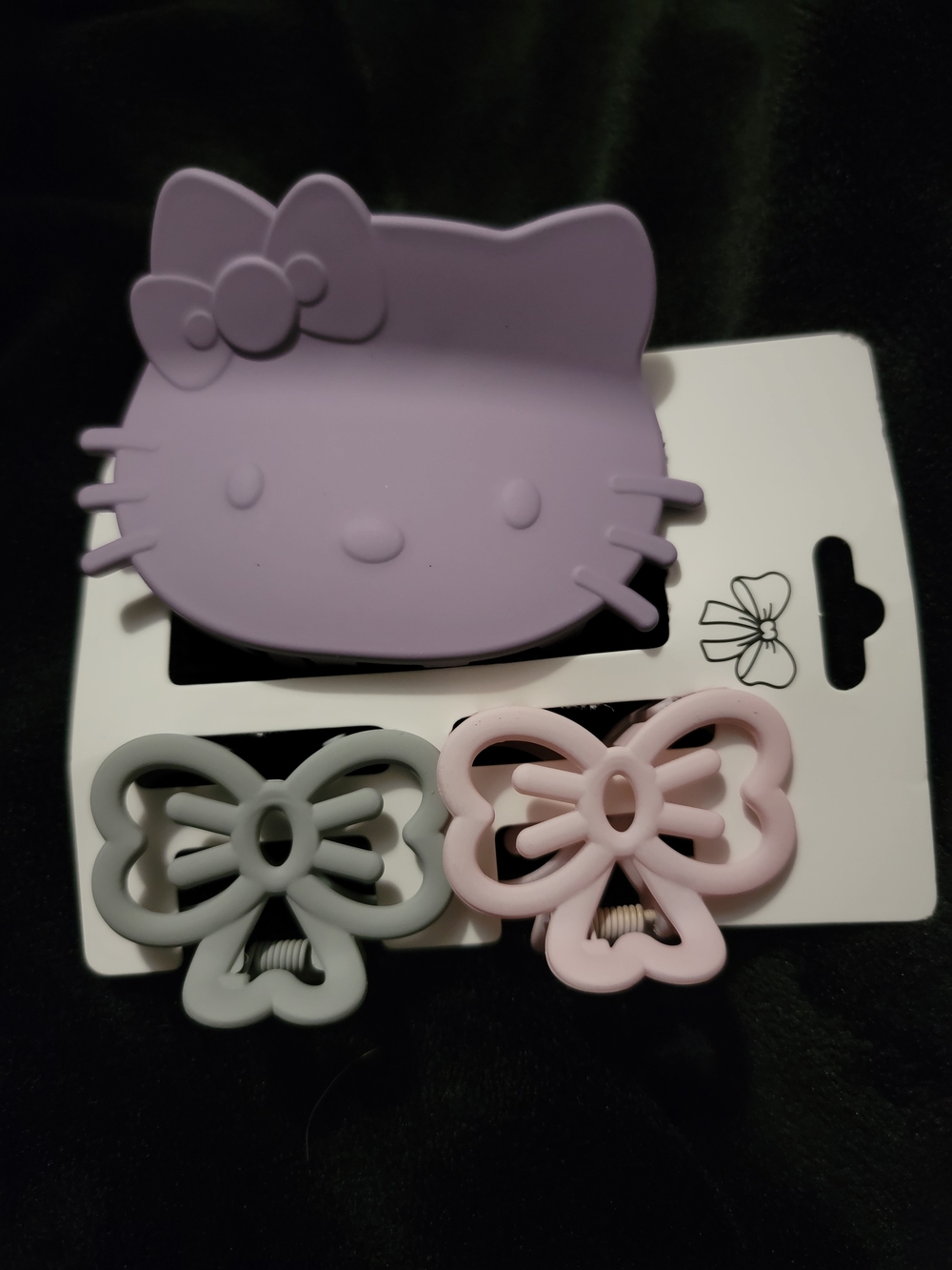 Purple Kitty Hair Clip Set
